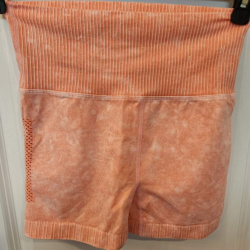 Zenana "My Best Life" Washed Seamless Biker‎ Shorts S/M Orange **NEW**